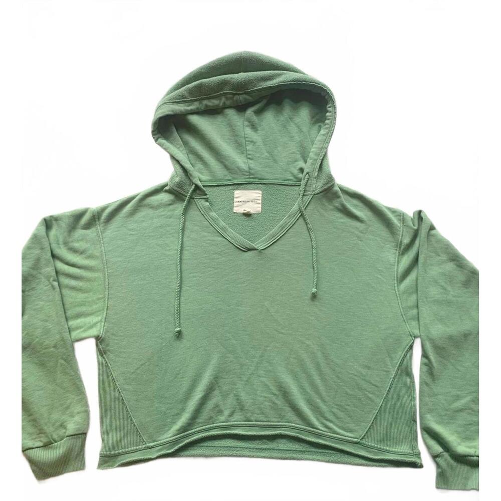 Kelly green American eagle cropped boxy hoodie - Picture 1 of 6